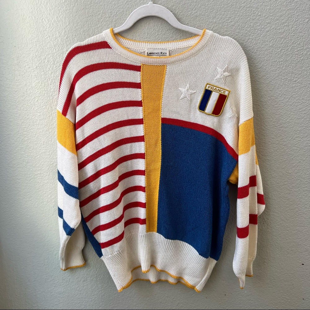 lawrence rich seymour levy vintage colorblock knit nautical colorful sweater